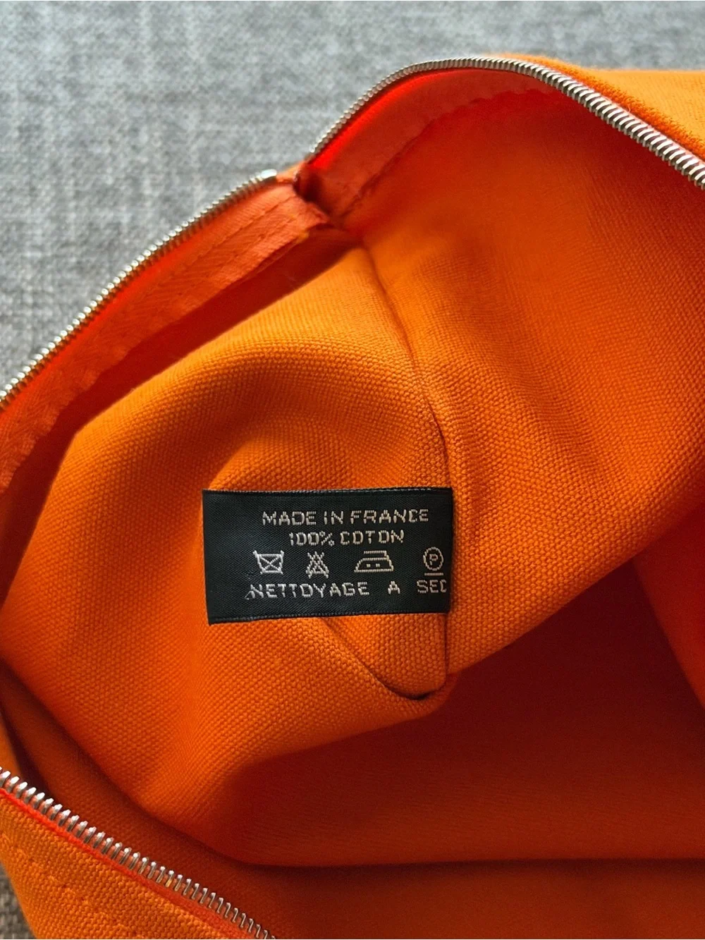 Hermès Orange Cotton Zip Closure Pouch / Toiletry / Make-up Bag